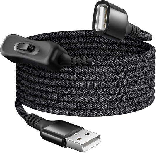 Itramax USB On Off Switch Cable 3.3FT,Inline USB Power Switch USBA Male to Female Extension Cord with Switch Upgraded Toggle Cable for PC,TV,Carplay,LED Strip,Desk Lamp,Fan,Light