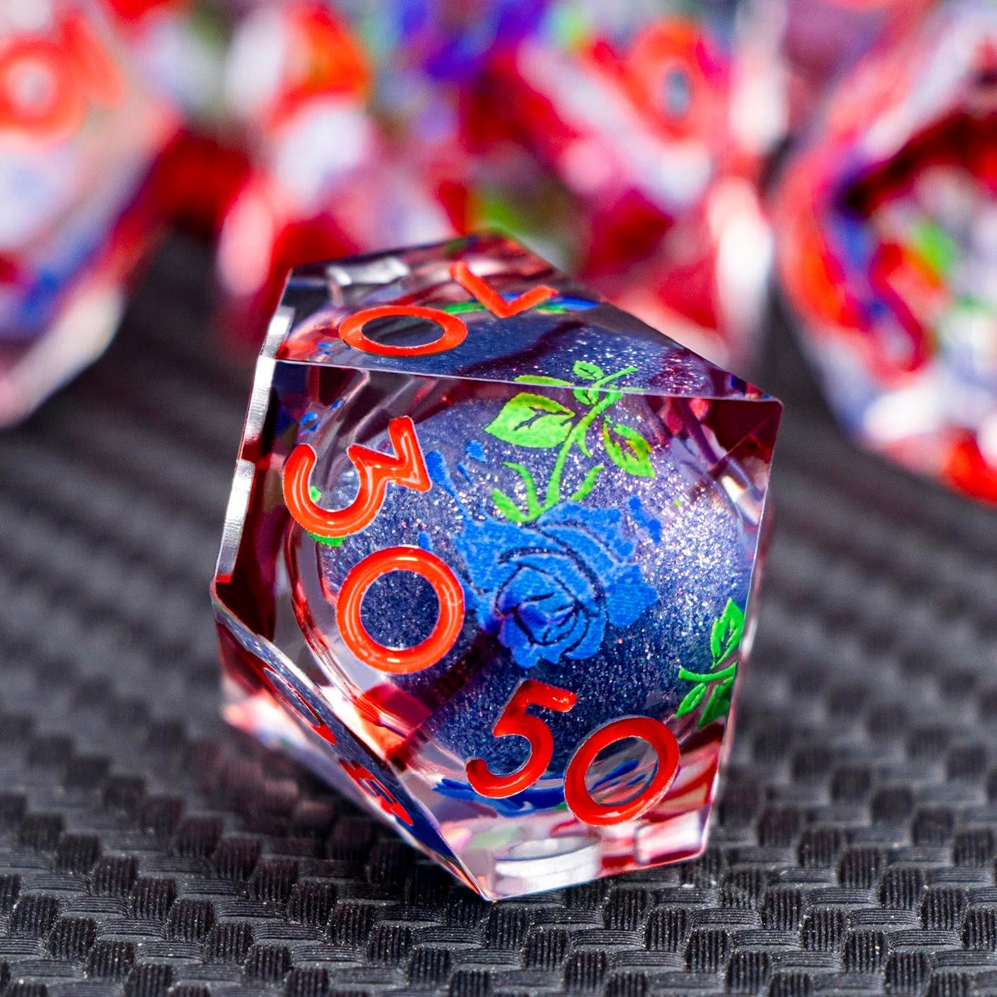 ARUOHHA Liquid Core DND Dice Set, Vampire Sharp Edged Dragons Dice Compatible with D&D RPG Role Playing Games, Resin Blood Red Polyhedral Dungeons D and D Dice with Gift Box D20 D12 D10 D8 D6 D4