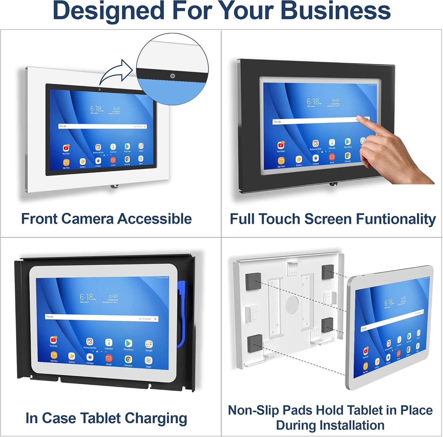TABcare Locking Anti-Theft Metal Case for Samsung Galaxy TAB A 10.1 2019 Tablet for Kiosk, POS, Store, Show Display, Time Clock (TAB A 10.1 2019 SM-T510, White)