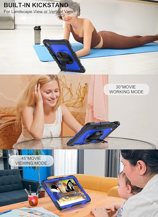 Case for Samsung Galaxy Tab S10 Lite/ S10 FE / S9 FE 10.9 Inch / S9 11'' 5G Protective with Screen Protector/Pen Holder/Hand Strap, Heavy Duty Shockproof Tablet Cover for S10 Lite, Blue