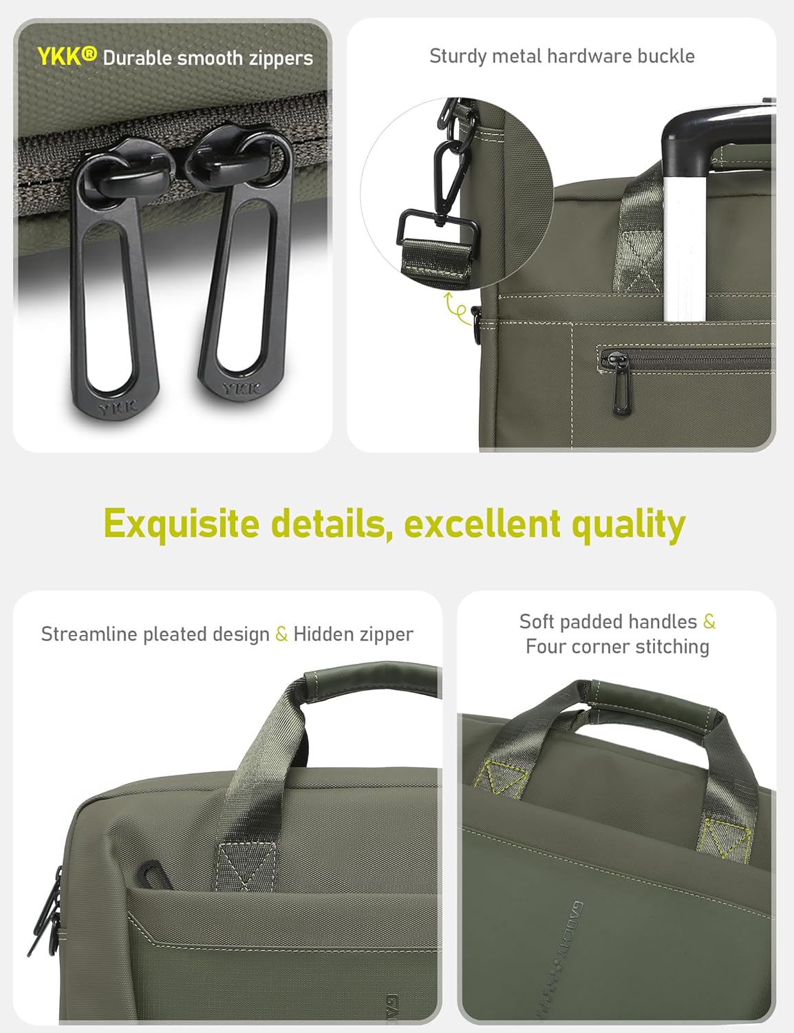 15-16 Inch Laptop Shoulder Bag Business Briefcase Water Resistant Computer Messenger Bags Compatible with MacBook Pro 16, MacBook Air 15 M4, HP, Dell, ASUS Notebook, Green