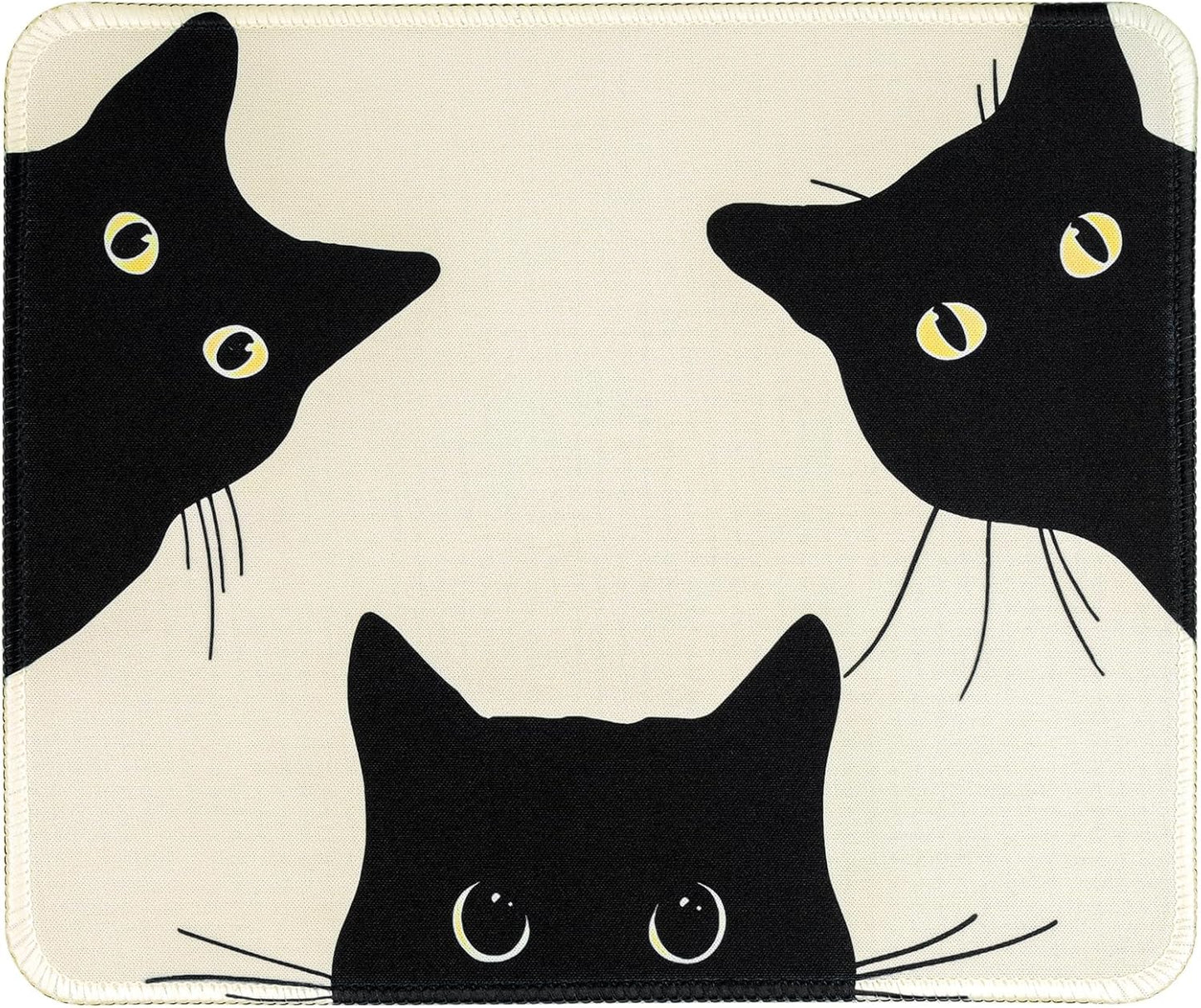 Funny Mouse pad Square Cute Mouse Mat for Wireless Mouse Small Office Computer Mousepad for Desk Mat Laptop with Non-Slip Rubber Base (Three Cats)