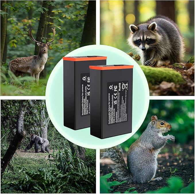 Power Mag Rechargeable Lithium Battery Pack - 2 Pack Upgrade 5000mAh Trail Camera Replacement Battery Pack, Compatible with Moultrie Edge, Edge PRO, Edge 2, Edge 2 PRO etc, Replace AA Batteries