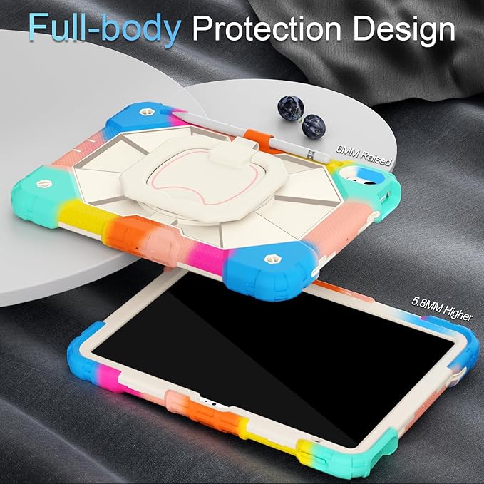 Case for iPad (A16) 11th/10th Generation 2025/2022,10th Generation i Pad Case with 360° Rotating Stand Screen,Heavy Duty Shockproof Cover for iPad 11.0/10.9 Inch C ase,Colorful