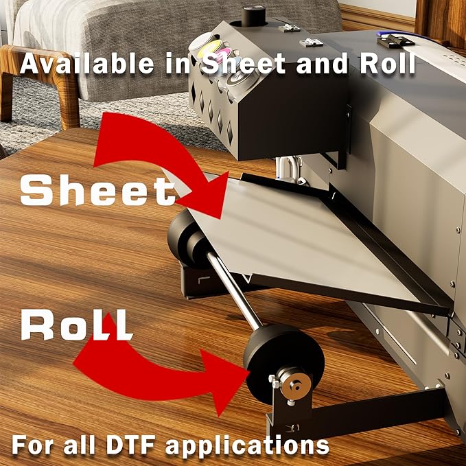 Lancelot A3 M1630 Pro DTF Printer Bundle:A3 Xp600 DTF Machine with Roll Feeder,White Ink Circulation,Built-in Automatic Film Cutter System for T-Shirt Printing(Printer+Laptop+Oven+Consumable)