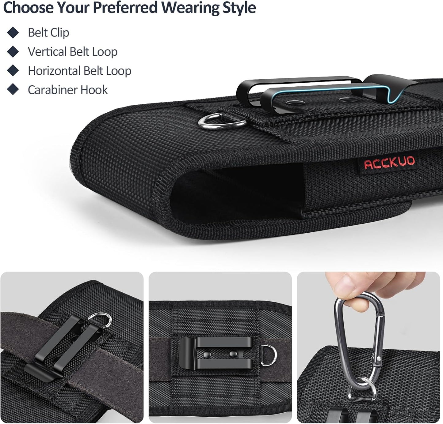 Phone Holster for Belt with Metal Clip and Magnetic Closure Compatible with iPhone 16/15/14/13/12 Pro and Non-Pro, Galaxy S25 S24 S23 S22 for Everyday Protection, M-Black