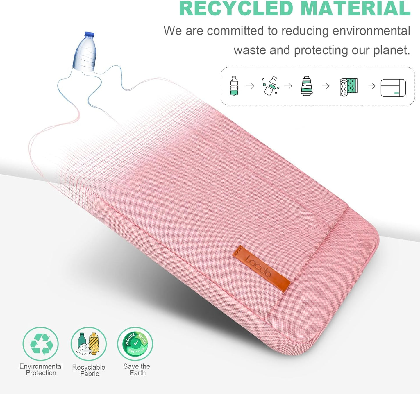 Lacdo 15-15.6 Inch Laptop Sleeve Case for Acer HP Lenovo Dell ASUS Laptop, Acer Aspire 15, HP Pavilion/Envy 15, Dell Inspiron/Latitude 15, Lenovo IdeaPad 15, ASUS ZenBook 15 Computer Bag, Peach