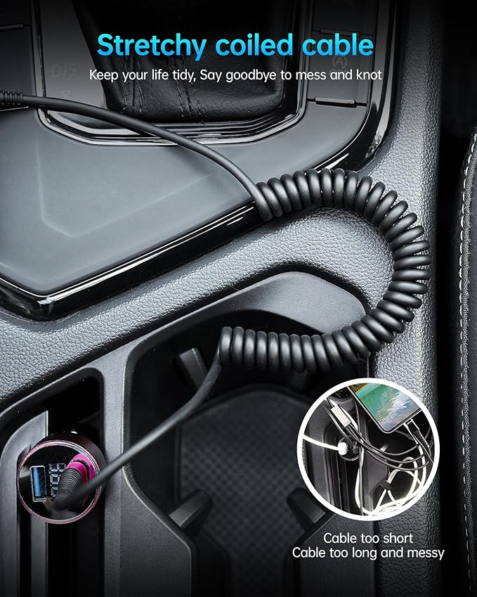 USB A to USB C Cable for Car, 2Pack 3FT Coiled USB C Cable Fast Charging, USB Type C Charging Cord Compatible with iPhone 17/16/15 Pro Max/Samsung Galaxy S20 S10 and More USB C Devices-Rose Red