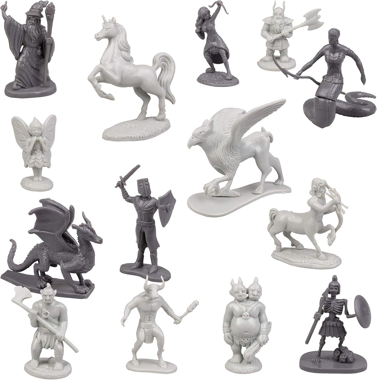 Monster Fantasy Creature Mini Action Figure Playset - 98pcs Toy Miniatures w 14 Unique Designs - Dragons, Wizards, Orcs, & More- XL 1/32 Scale Compatible with Dungeons and Dragons and Other RPG Games