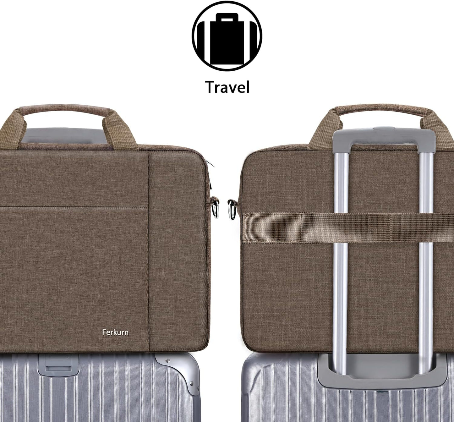 Ferkurn Laptop Bag Case for Women Men Computer Bag Compatible with HP Envy Pavilion Omen/LG Gram/MSI/Dell Inspiron XPS/Lenovo/Acer, Shoulder Strap Carrying Messenger Briefcase, Brown, 15.6 16 Inch