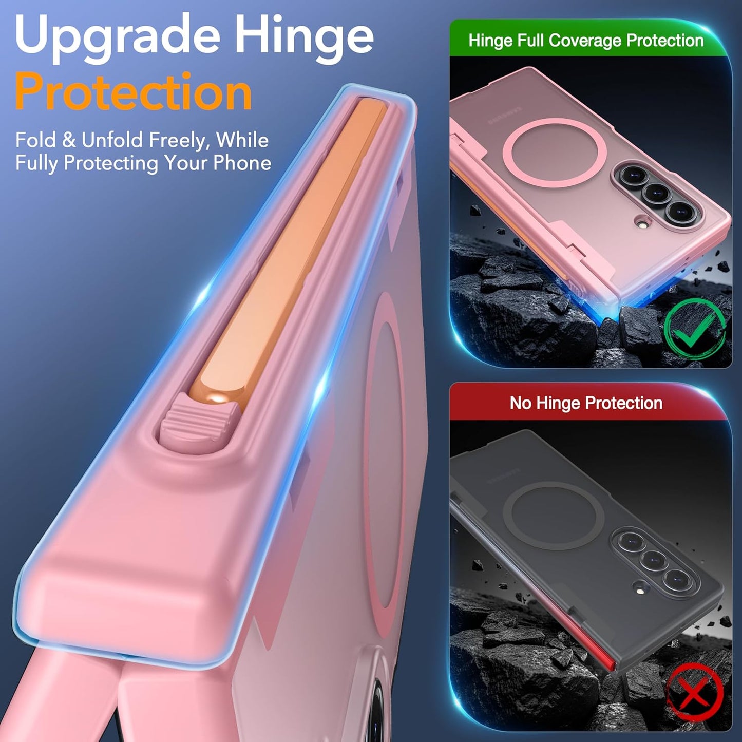 Oneagle Magnetic for Samsung Galaxy Z Fold 7 Case Built in Screen Protector Translucent [Fit for MagSafe] [S Pen Holder Slot] [Hinge Protection] MIL-Grade Shockproof Matte Case for Galaxy Z Fold 7