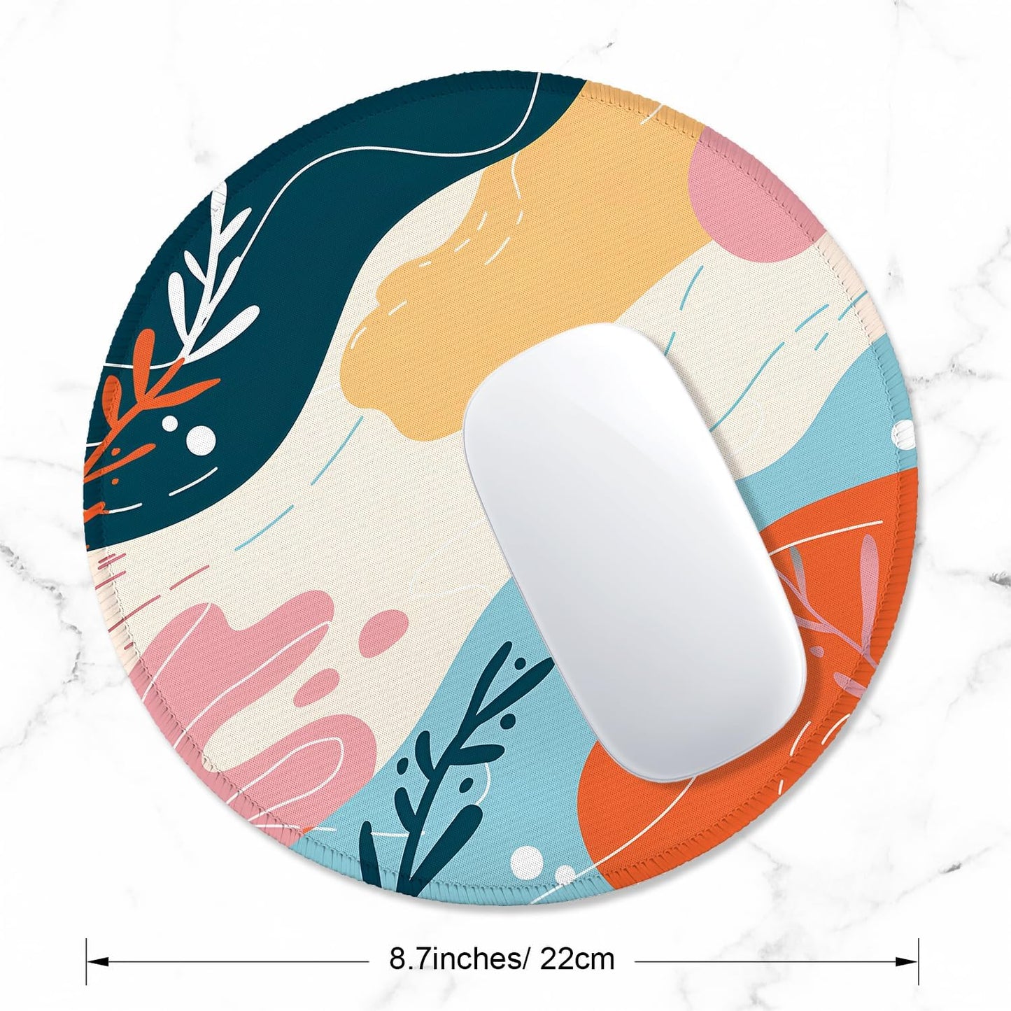 ITNRSIIET Round Mouse Pad with Stitched Edge Premium-Textured Waterproof Non-Slip Rubber Base Desktop Protection Mat Diameter 8.7 inches, Art Style Pattern