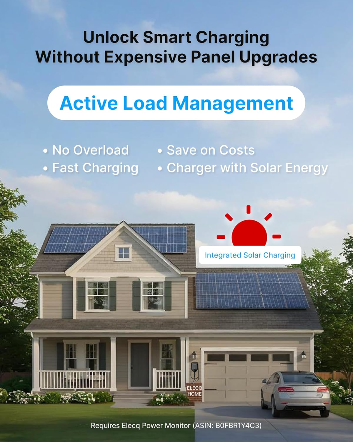 Level 2 EV Charger with Smart Charging - Solar Mode, OCPP Compatible, Active Load Management, Wi-Fi Enabled for Full Control EVSE, 40A NEMA 14-50 Plug-in Electric Car Charger for Home with J1772