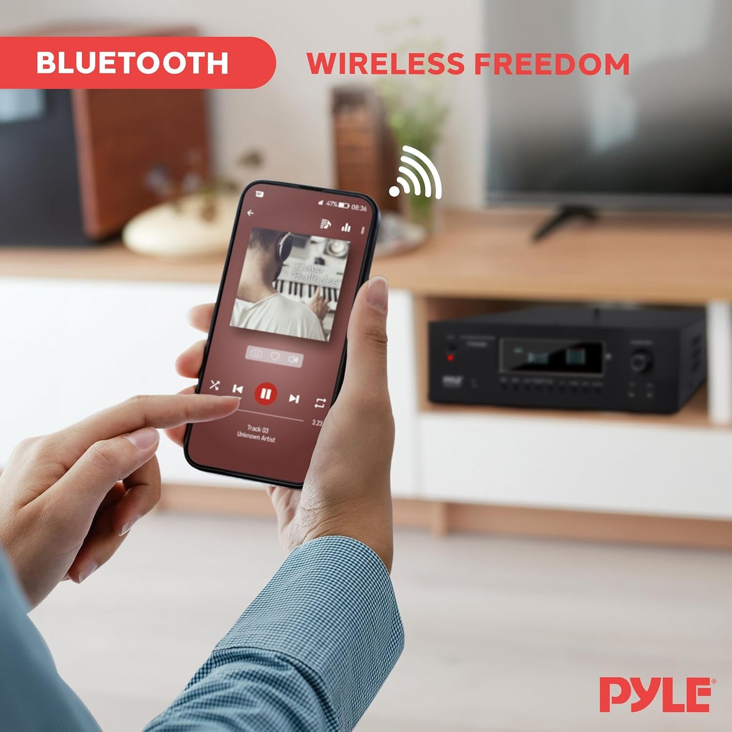 Pyle 1000W Bluetooth Home Theater Receiver - 5.2 Channel Surround Sound Stereo Amplifier System with 4K Ultra HD, 3D Video & Blu-Ray Video Pass-Through Supports, HDMI/MP3/USB/AM/FM Radio - Pyle, Black