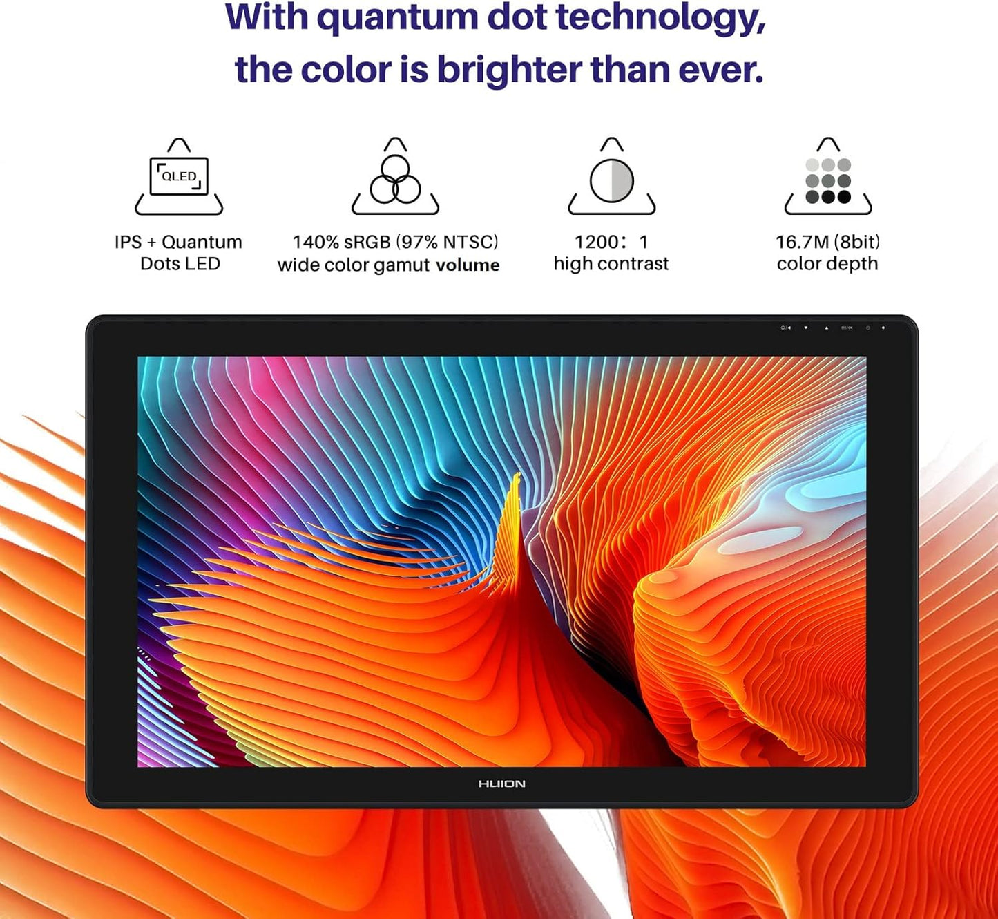 HUION Kamvas 24 Plus 2.5K QHD Graphic Drawing Tablet with Screen, 140%sRGB Full-Laminated QD Drawing Monitor with Battery-Free Stylus 8192 Pen Pressure Tilt for PC, Mac, Android, 23.8inch Pen Display