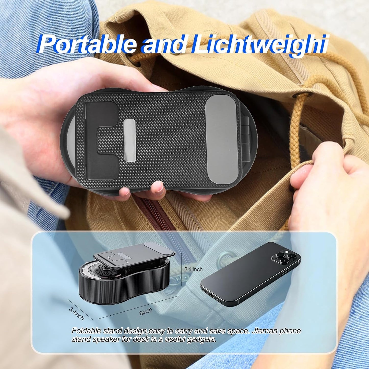 Gifts for Men Women,Cell Phone Stand with Wireless Bluetooth Speaker,Colorful Ambient Light 360° Foldable for Tablet iPhone Android 2 Wireless Microphones HD Surround Sound (Black)