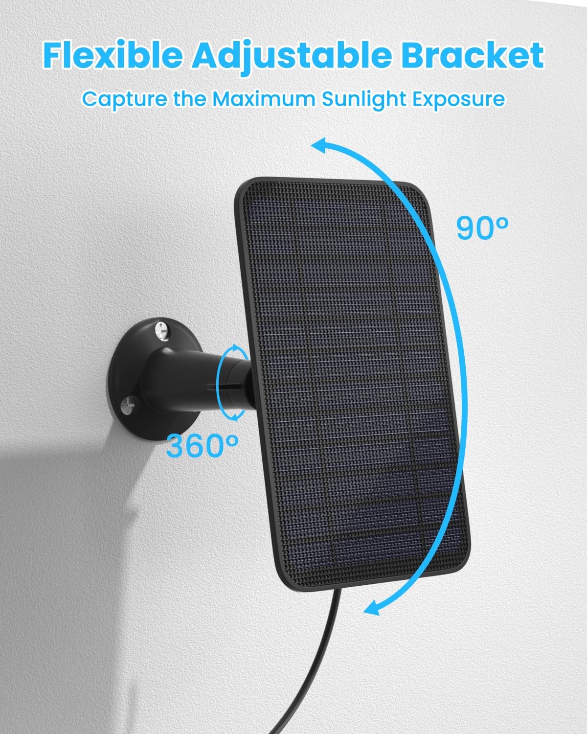 5W Solar Panel Compatible with Blink Outdoor 4(4th Gen)/Blink Outdoor(3rd Gen) XT3 & Blink XT2/XT Camera, Blink Solar Panel Charger with 13.1ft Cable Rubber Plug, IP65 Waterproof, Secure Mount, 1 Pack