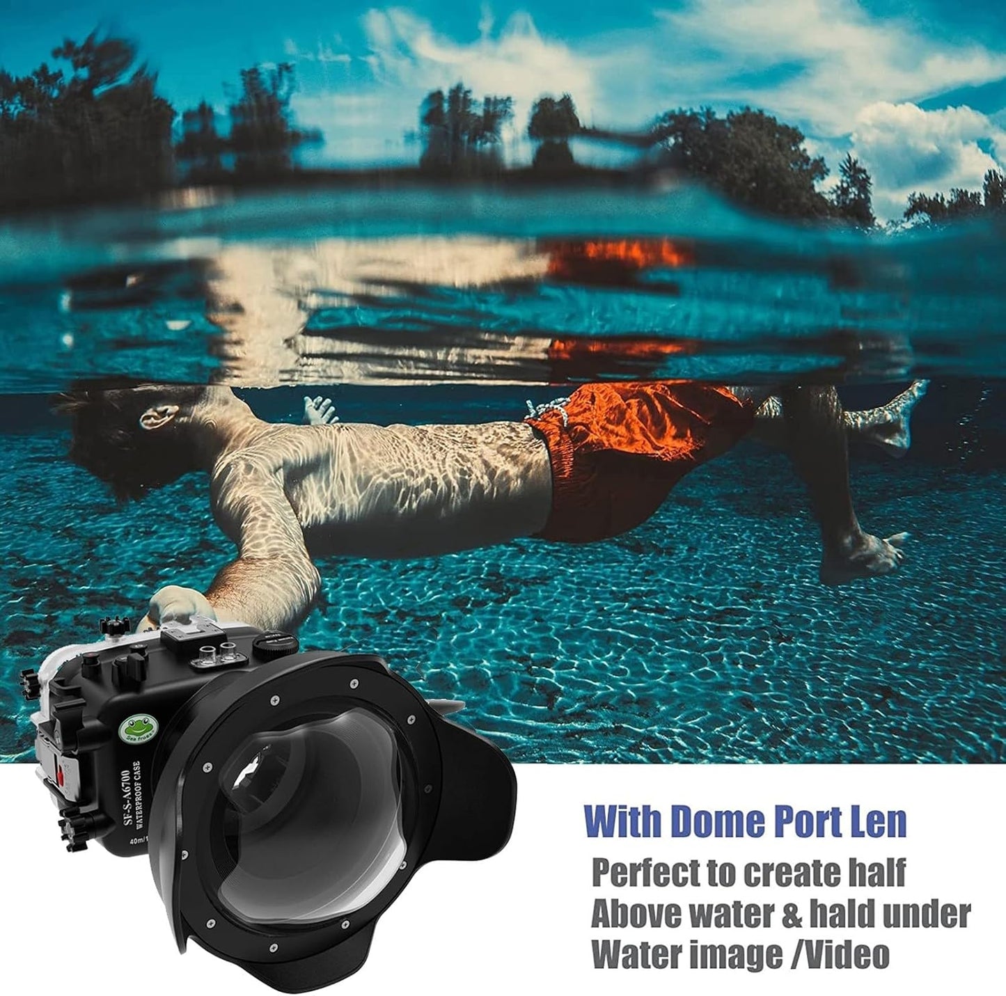 Seafrogs Underwater Housing for Sony a6700 with WA005F Dome Port, [40M/130FT] Waterproof Scuba Housing Case for Sony ILCE-6700 with E 18-105mm F4, 28-60mm F4-5.6