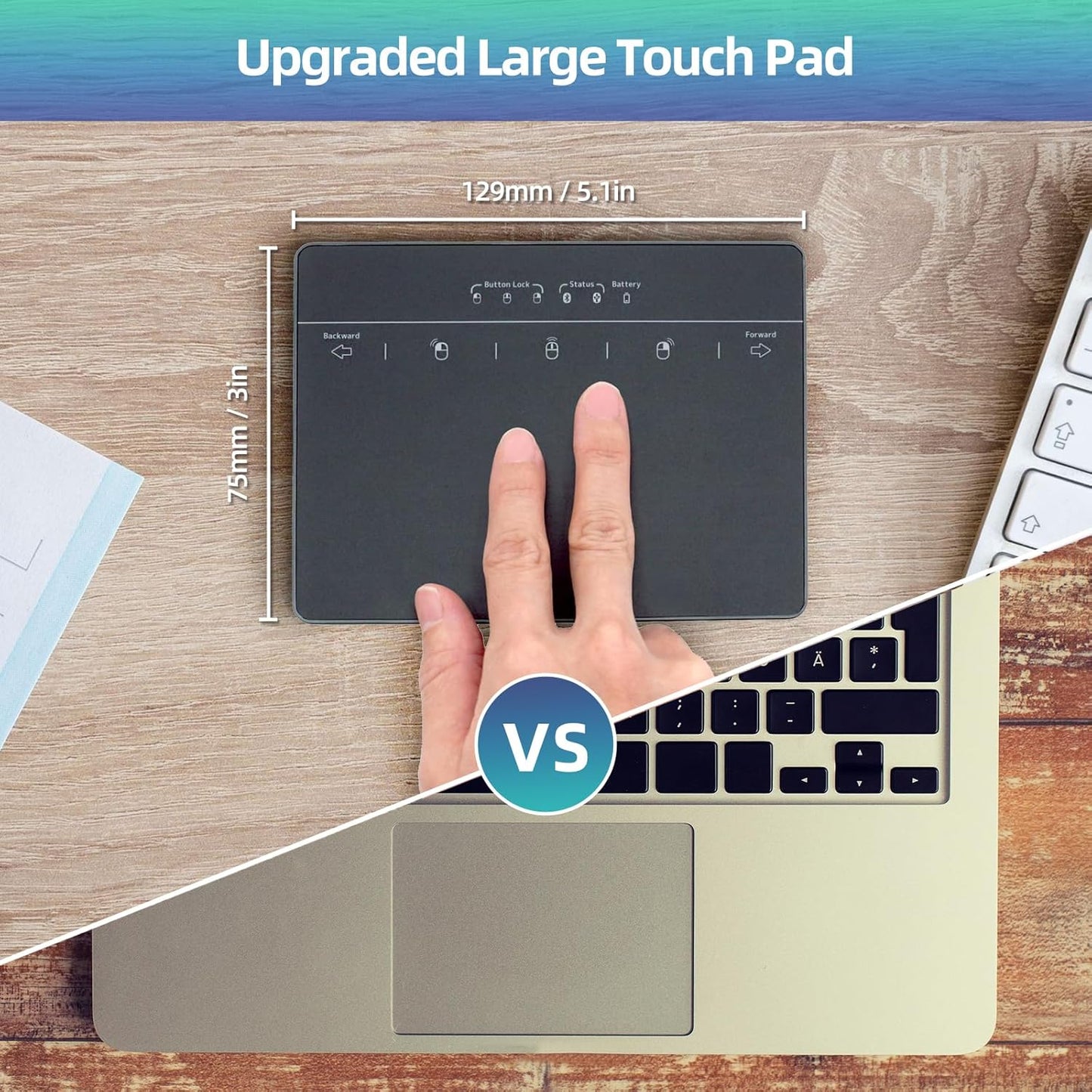 MICROPACK Digitally Yours Wired Trackpad for Windows 7/10/11, USB Trackpad with Multi-Touch Gestures, Plug-and-Play USB Touch Pad Mouse Pad Large for PC Computers & Laptops, Black