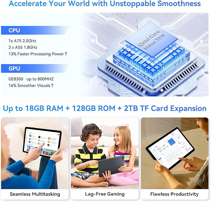 Tablet 2026 Android Tablets 10 Inch, Electronics Tablets with Keyboard, 18GB RAM 128GB ROM /2TB TF, Gemini AI 2 in 1 Tablet with Pen, 6000mAh, 1080P, BT5.0, GPS, OTG, Suitable for Study and Office