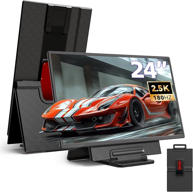 24" 180Hz Gaming Monitor, 2.5K 2560x1440 QHD Fast IPS 112.5% sRGB Large Portable Monitor, Height & Rotation Adjustable Stand Type-C HDMI Eye Care External Screen for Laptop Phone PS4&5 Switch Xbox