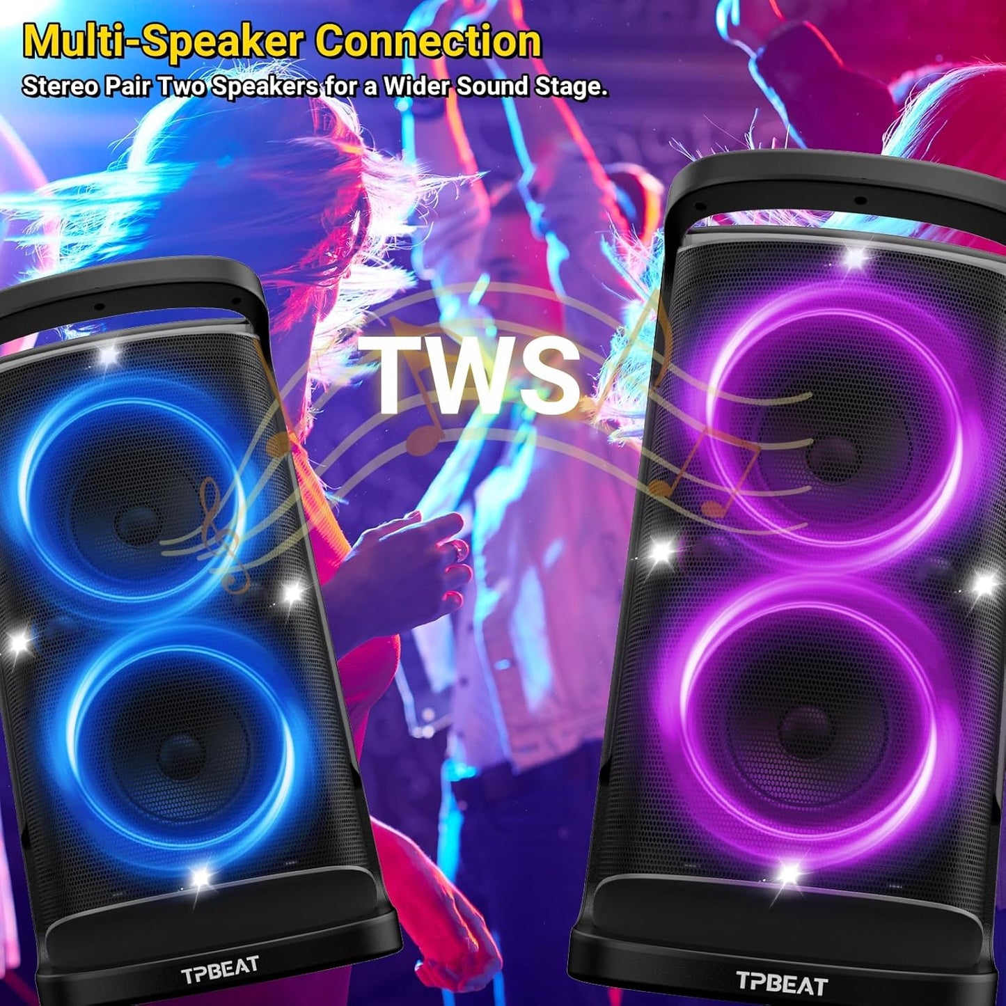 Portable Bluetooth Speaker: 160W Peak Powerful Loud Sound Deep Bass Wireless Boombox Large Subwoofer 15 Hours Battery Life Fast Charging