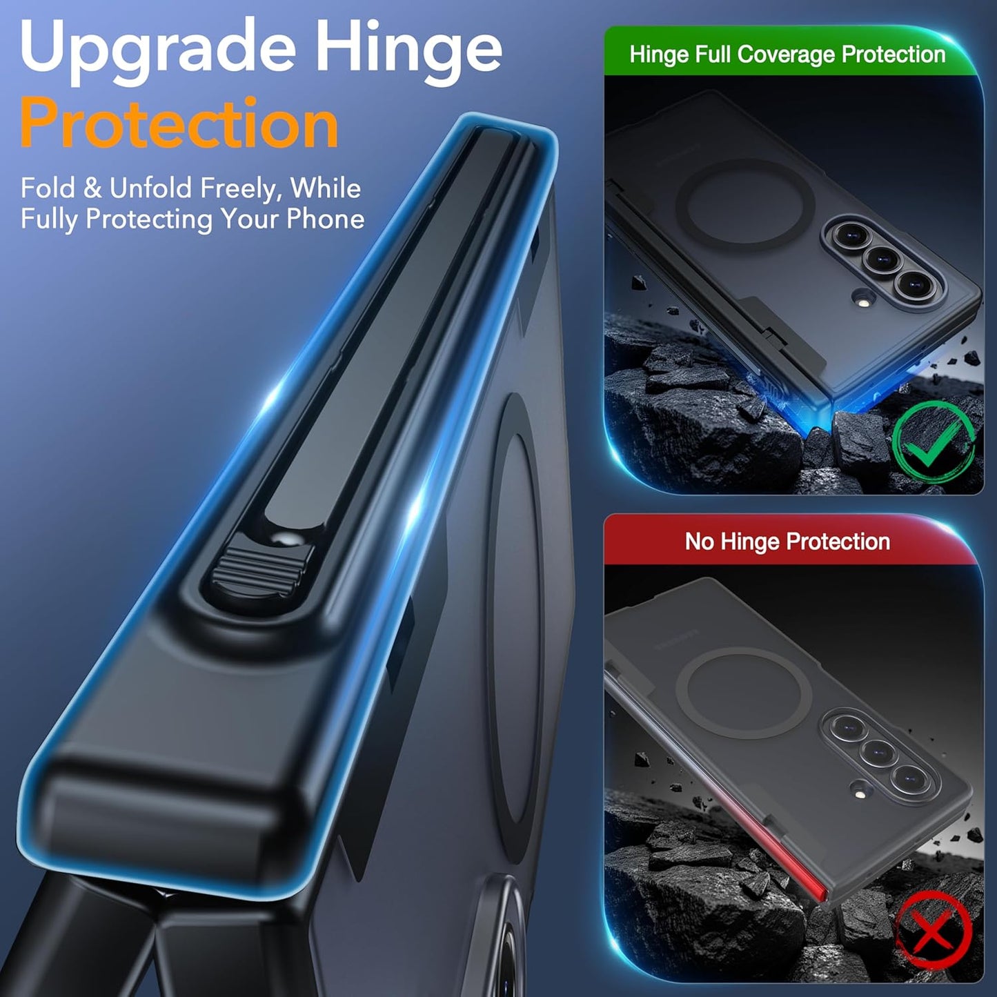 Oneagle Magnetic for Samsung Galaxy Z Fold 7 Case Built in Screen Protector Translucent [Fit for MagSafe] [S Pen Holder Slot] [Hinge Protection] MIL-Grade Shockproof Matte Case for Galaxy Z Fold 7