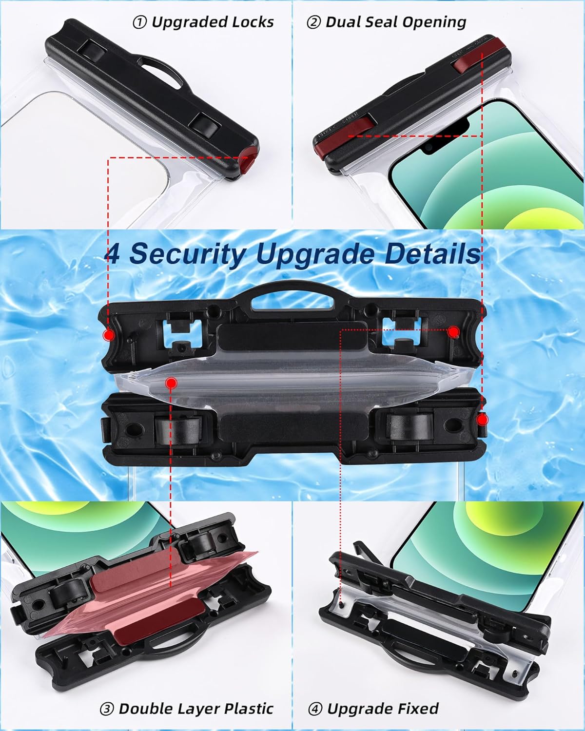 2025 Waterproof Phone Pouch: 3 Pack Cruise Ship Essentials Must Haves Dry Bag for Beach Vacation Essentials Accessories, Phone Case for iPhone 16 15 14 13 12 Plus Pro Max Galaxy - Pink+Green+Green