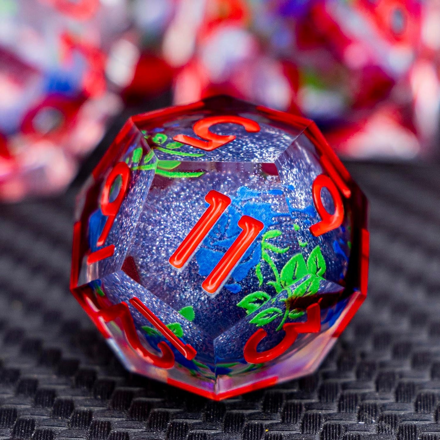 ARUOHHA Liquid Core DND Dice Set, Vampire Sharp Edged Dragons Dice Compatible with D&D RPG Role Playing Games, Resin Blood Red Polyhedral Dungeons D and D Dice with Gift Box D20 D12 D10 D8 D6 D4