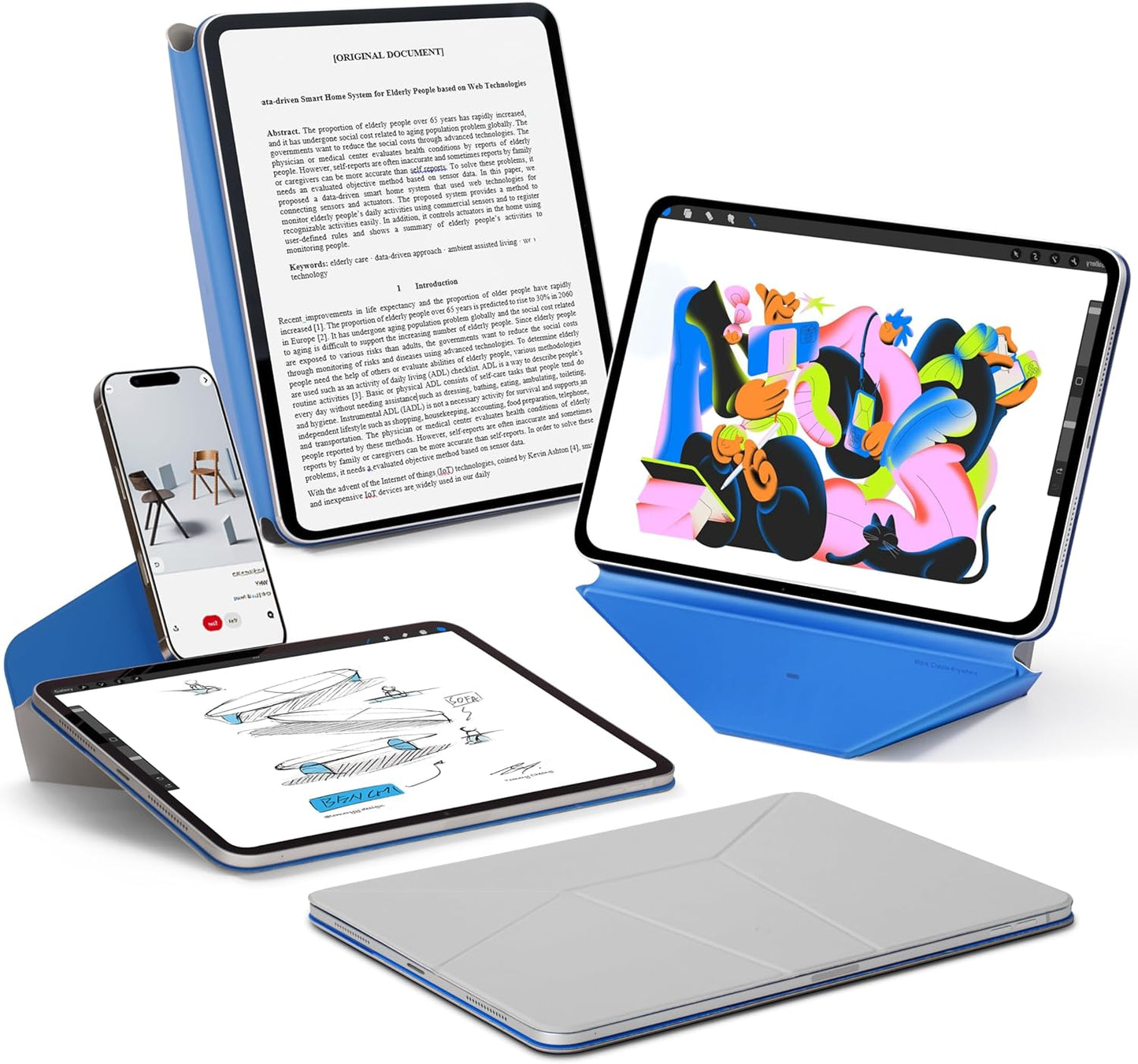 MOFT Dynamic Folio Case for iPad Air 13 Inch M3/M2 (2025/2024), iPad Pro 12.9 6th/5th/4th Gen, Silm Magnetic Stand Case with 20+ Viewing Angles, Auto Wake/Sleep, Cement x Sapphire