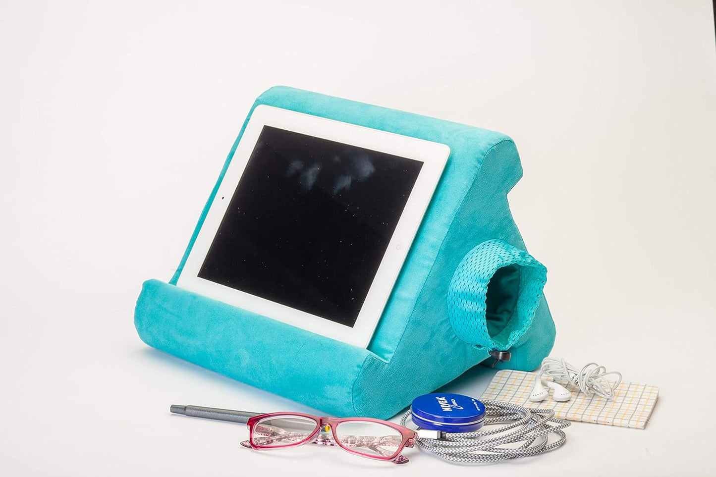Flippy Tablet Stand Compatible with iPad, Cubby Storage and Multi-Angle Viewing for Home, Work & Travel. Our Tablet Holder Has Storage for Your All Your Personal Items. (Nebbiolo)