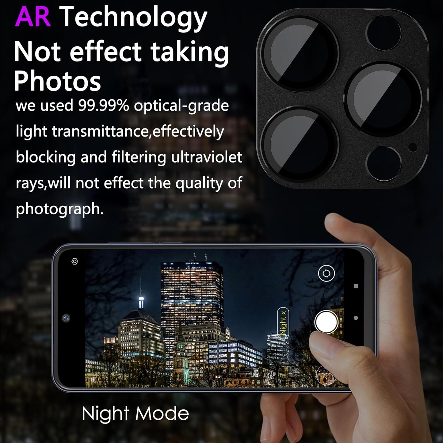 2 Pack Camera Lens Protector for iPhone 14 Pro/iPhone 14 Pro Max,[Not Easy to Breakn ] AR Tempered Glass Strong Adsorption Metal Camera Cover Screen-Black