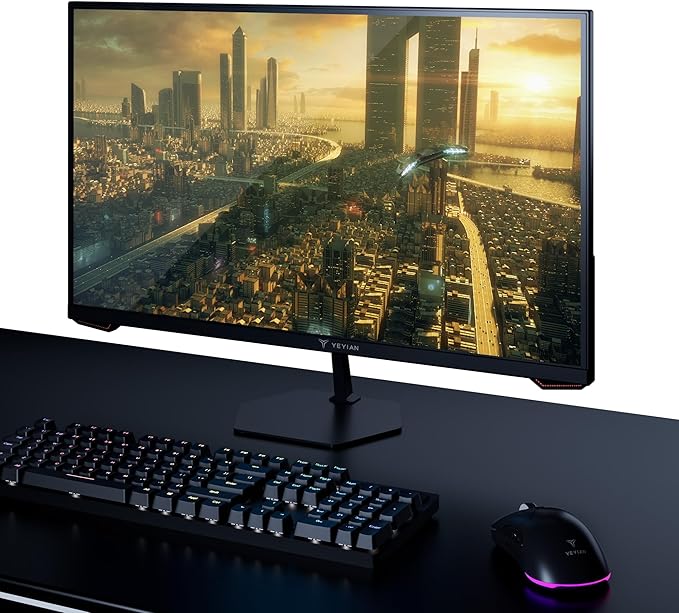YEYIAN 27 inch Gaming Monitor 1080P FHD 180Hz 1ms, 16:9 Flat IPS Ultra-Slim Panel, 97% sRGB 1000:1 Contrast Ratio 178° View Angle, HDR 10, HDMI 2.0, Freesync & G-Sync Support, Tilt Adjust
