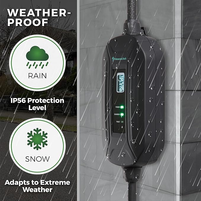 PRIMECOM Level 2 Electric Vehicle (EV) Charger (220V / 240Volt, 16Amp) Portable EVSE Smart Electric Car Charger, 30', 40', and 50 Feet Lengths (NEMA 10-50P, 50 Feet)