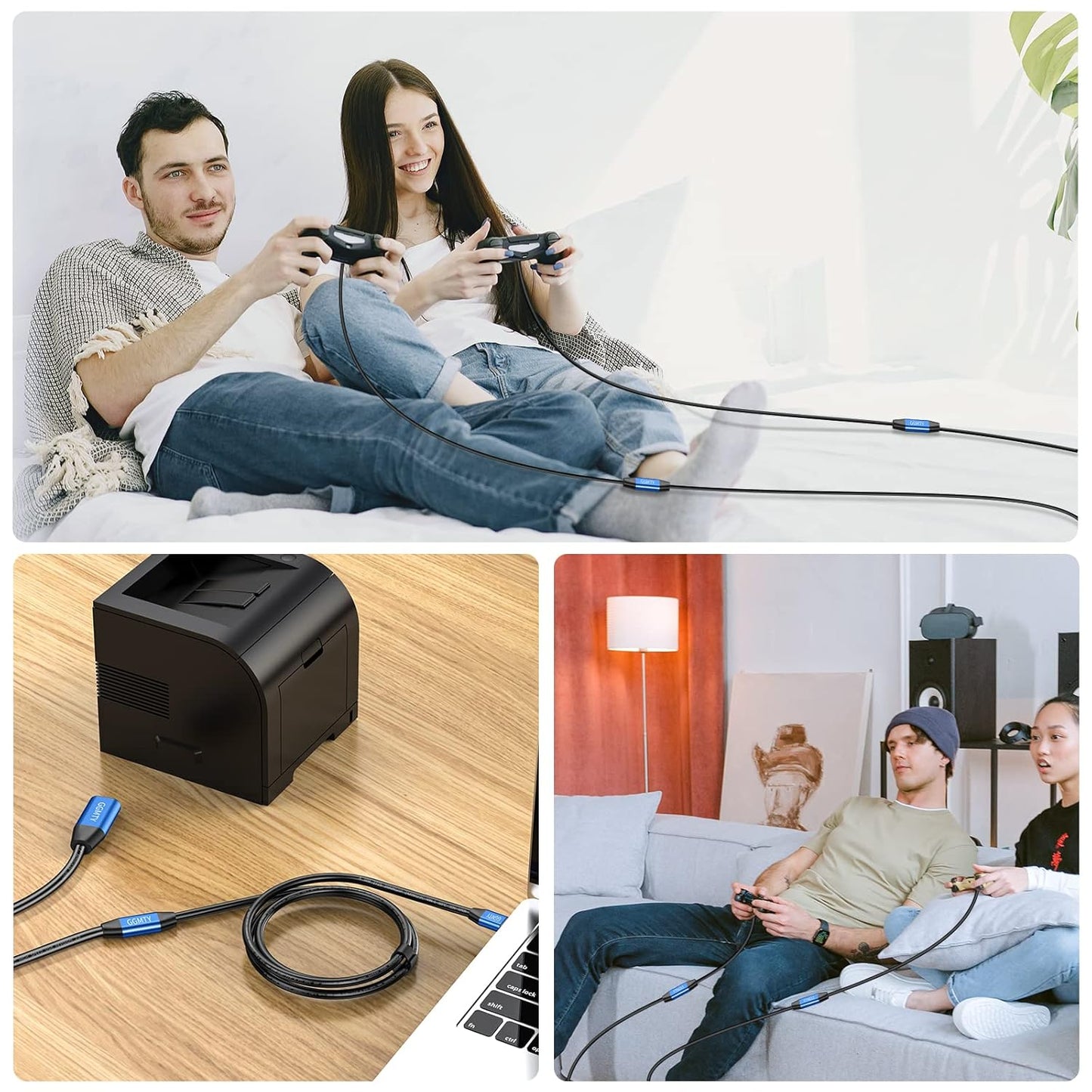 USB 2.0 Type A Male to A Female Active Repeater Extension Cable 75ft, High Speed 480 Mbps