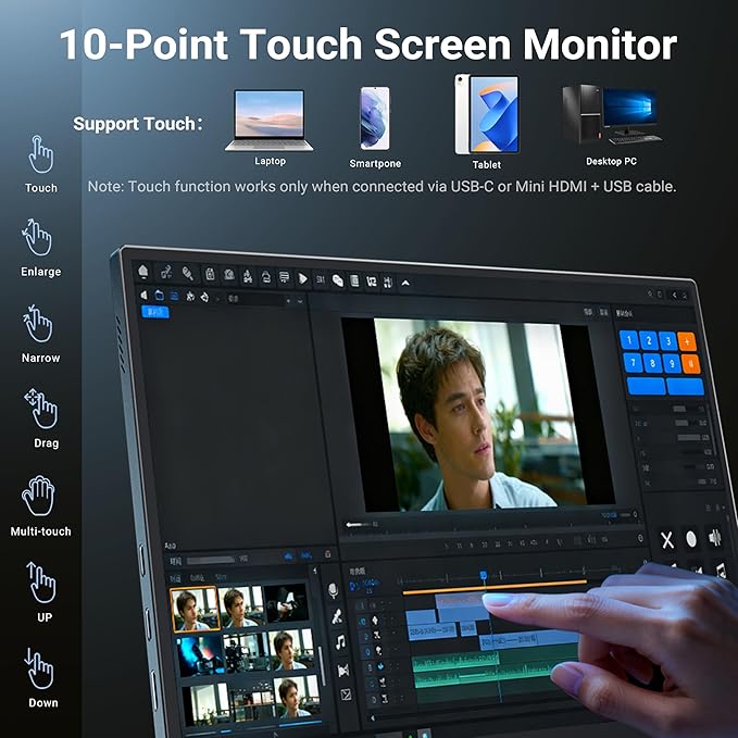 MINIX SF10T Portable Monitor 10.5 inch Touchscreen Laptop Monitor IPS 178° Wide-Viewing/Built-in Dual Speakers Low Blue-Light/HDR Eye Care External Screen w/Smart Cover for Mac PC Xbox PS4/5 Switch