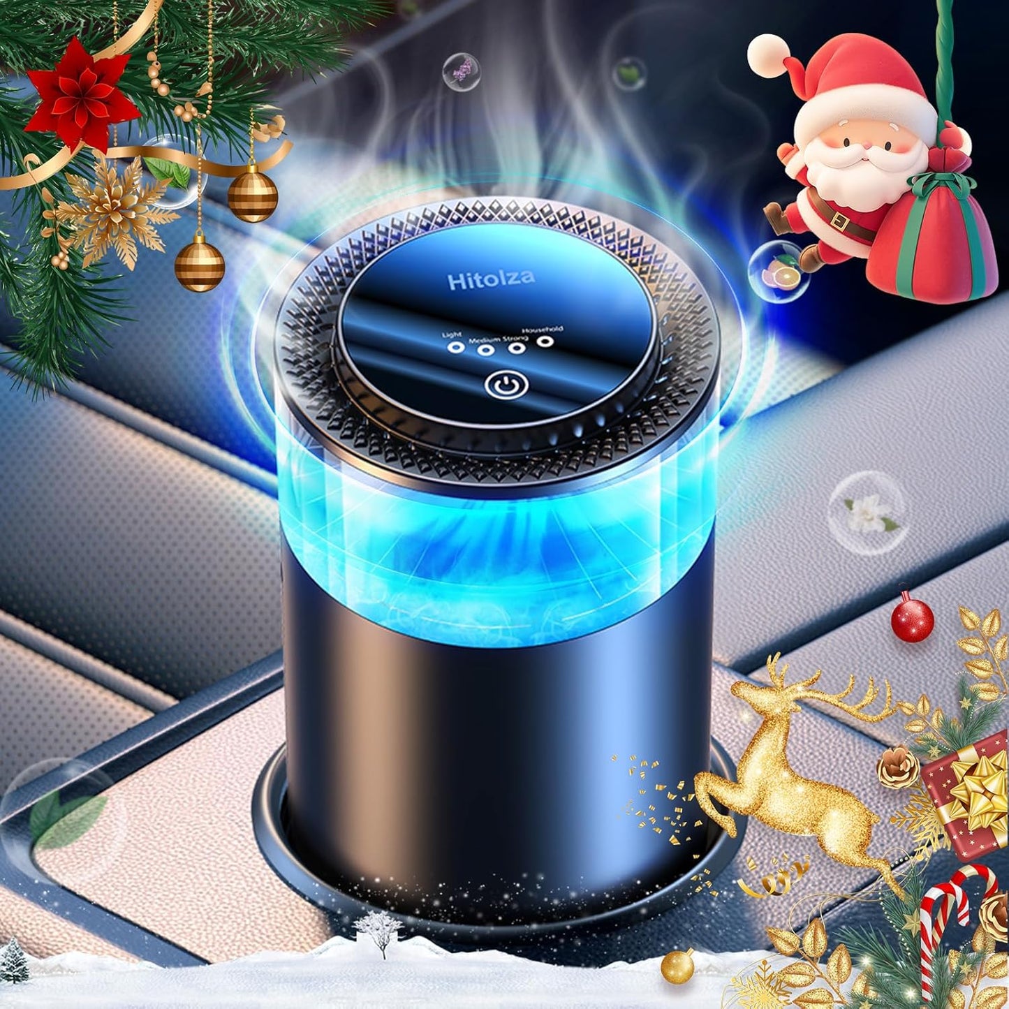 Smart Car Air Fresheners, Ambient Light & Mist Fragrance, Auto On/Off Car Air Freshener Diffuser, Adjustable Intensity, Lasts 6 Months, Built-in Battery, Premium Scents Refill X2 - Coconut