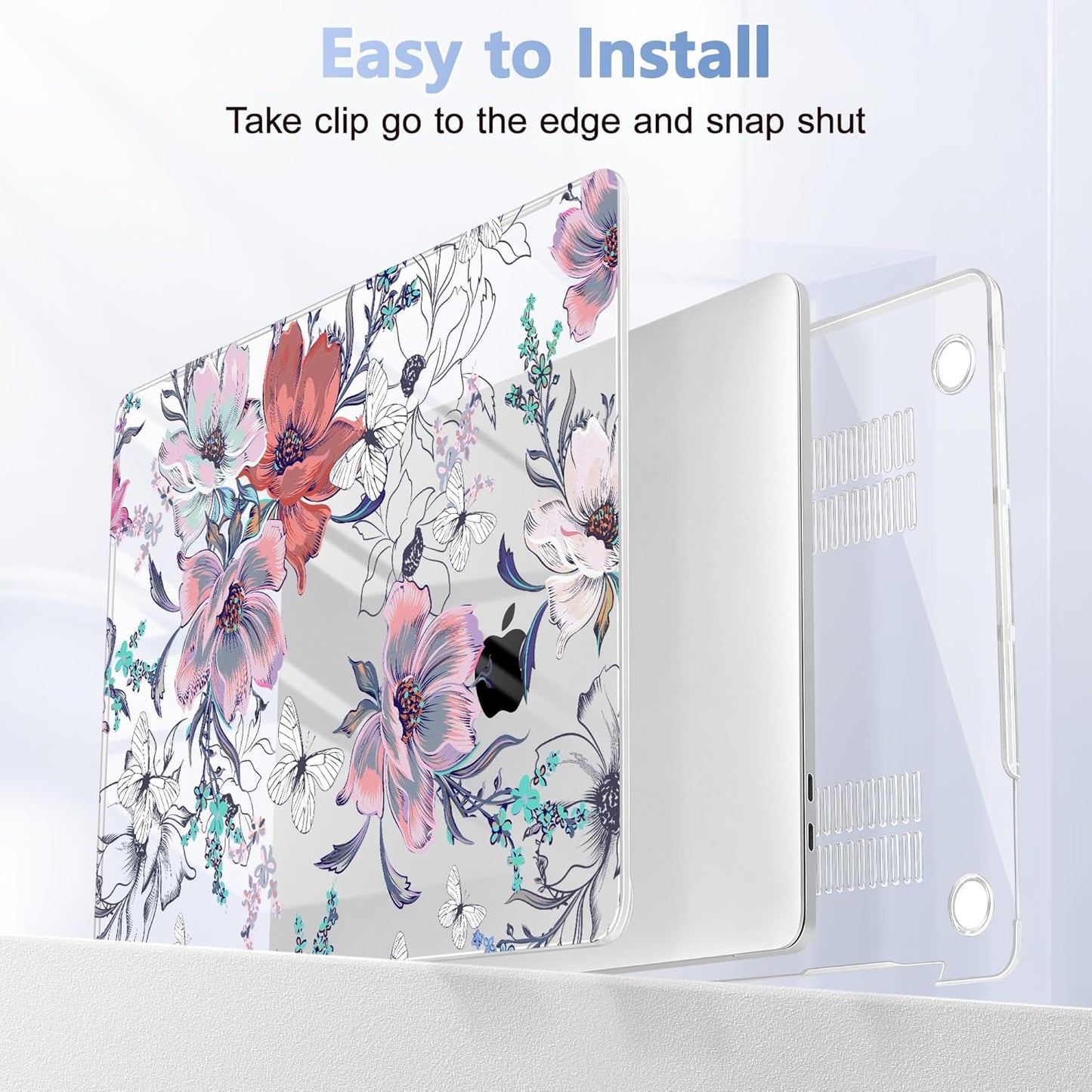 Case for MacBook Pro 13 inch with/Without Touch Bar (2016-2022, M2 A2338 M1 A2289 A2251 A2159 A1989 A1706 A1708), Hard Shell + Keyboard Cover + Dust Plug, Floral C319