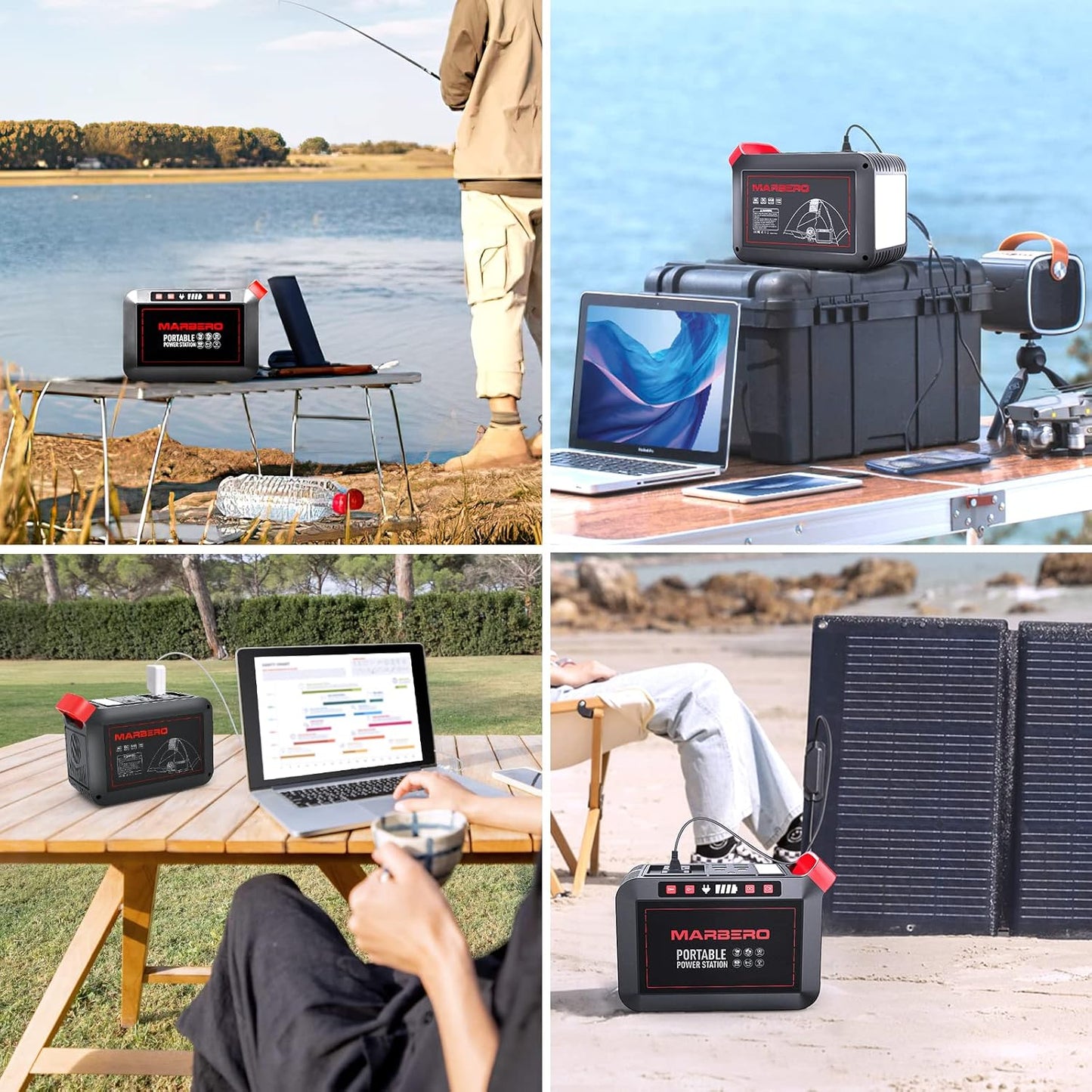 MARBERO 200W Portable Power Station 148Wh Camping Solar Generator Laptop Power Bank with AC Outlet 110V, DC, USB QC3.0, LED Flashlights for CPAP Home Outdoor Trip Emergency Backup