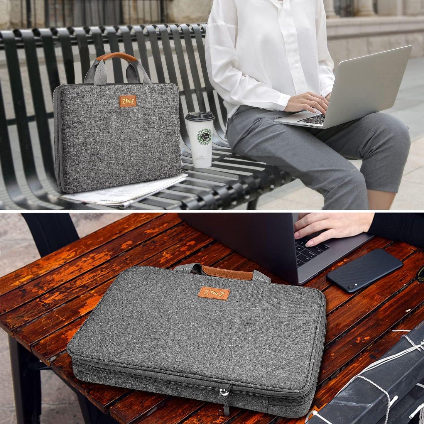 ZINZ Slim Expandable Laptop Case 13 Inch Sleeve Upgraded Protective Durable Recycled Briefcase for 13" MacBook Air/Pro M1/M2, iPad Pro 12,9, Surface Pro 3/4/5/6/2017 12.3",XPS 13,D01G01