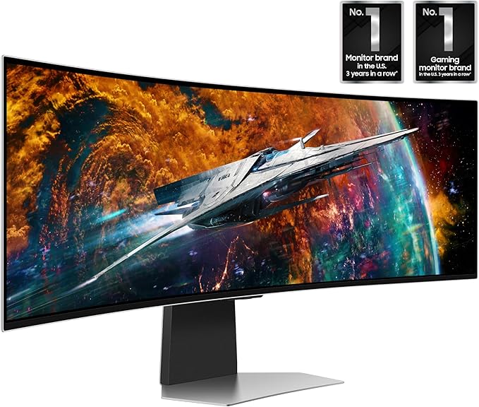 Samsung 49" Odyssey OLED G9 (G95SC) Series Curved Smart Gaming Monitor w QD-OLED, 240Hz, 0.03ms, AMD Freestyle Premium Pro, G-Sync Compatible, Dual QHD, Neo Quantum Processor Pro, LS49CG954SNXZA