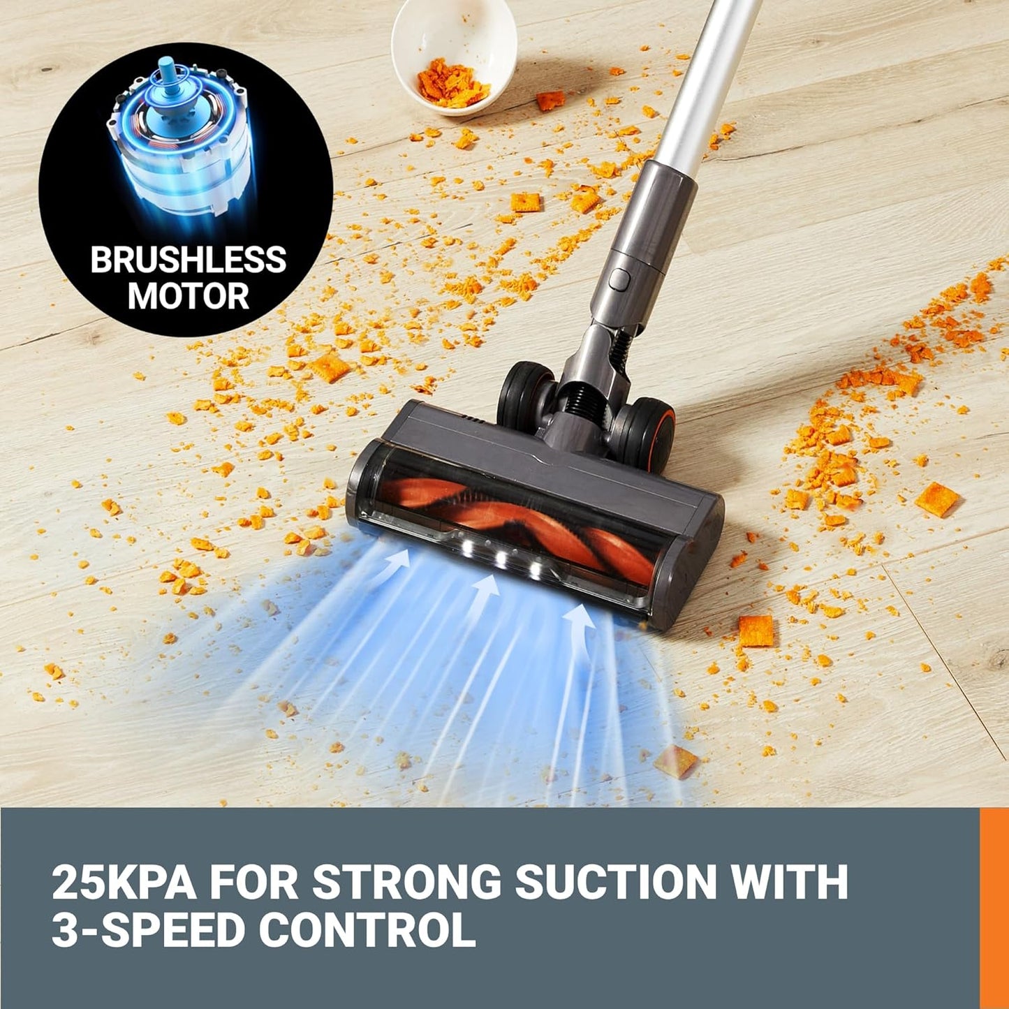 WORX 20V Cordless Stick Vacuum, Powerful Cordless Vacuum Cleaner 25Kpa High Suction for Pet Hair, Lightweight Handheld Vacuum Cleans Floors Carpet Car – Battery & Charger Included