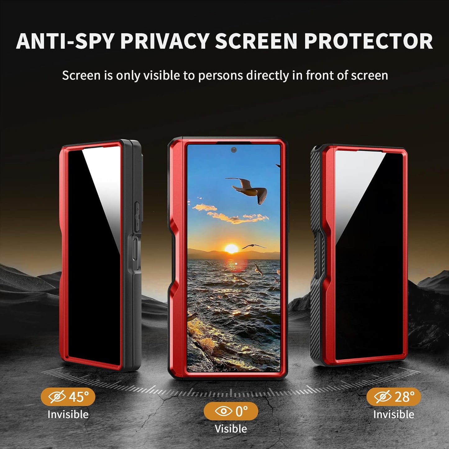 TONGATE for Z Fold 6 Case with Ring Stand, Built-in S Pen Holder & Glass Screen Protector Shockproof Rugged Z6 Phone Case with Slide Camera Cover & Belt Clip for Samsung Galaxy Z Fold 6 2024, Red