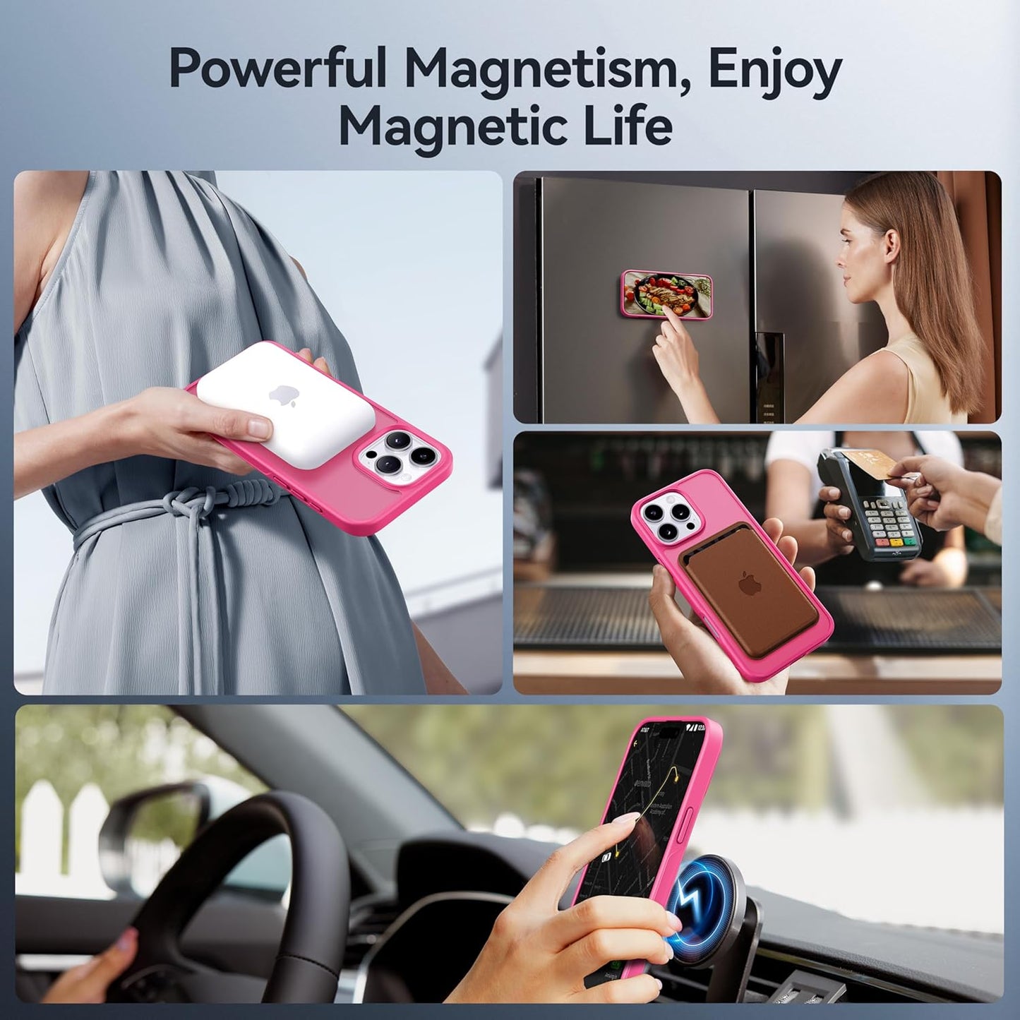 CASEKOO Designed for iPhone 16 Pro Max Case with Magnetic Invisible Stand [Military Drop Protection] [Compatible with MagSafe] Shockproof Slim Translucent Matte Promax Case 6.9 Inch, Hot Pink