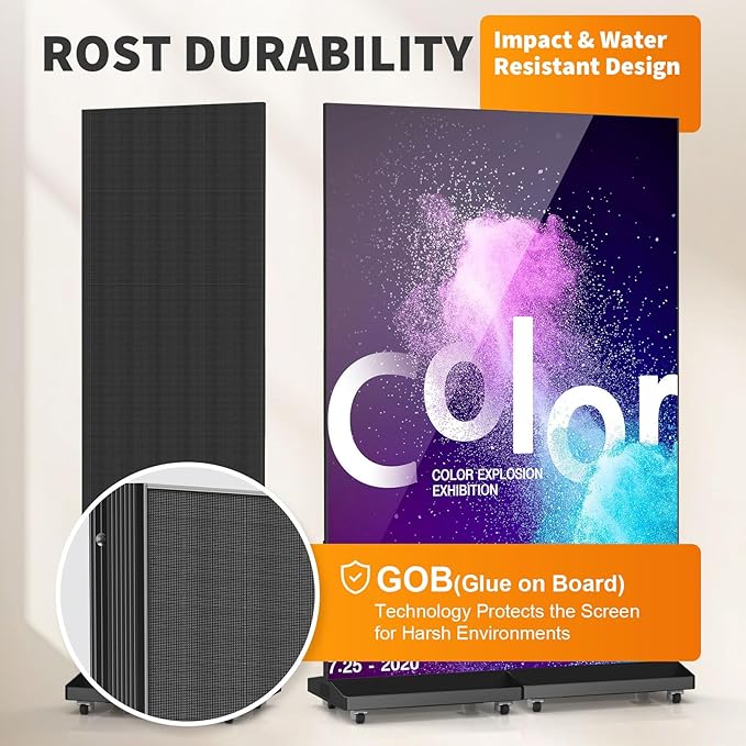 80" Seamless Splicing LED Display, Foldable Poster Screen with P1.86 Digital Signage Display LED Totem with USB/HDMI/WiFi/Remote