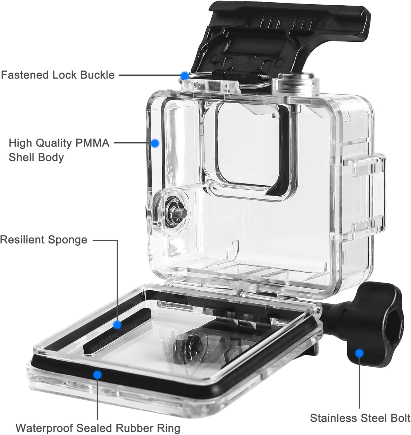 OKFUN Waterproof Diving Protective Case for Go Pro Hero 4K,196FT/60M Underwater Dive Durable Housing for Snorkeling,Surfing&Extreme Sports Hero4K 2024 Action Camera Accessories