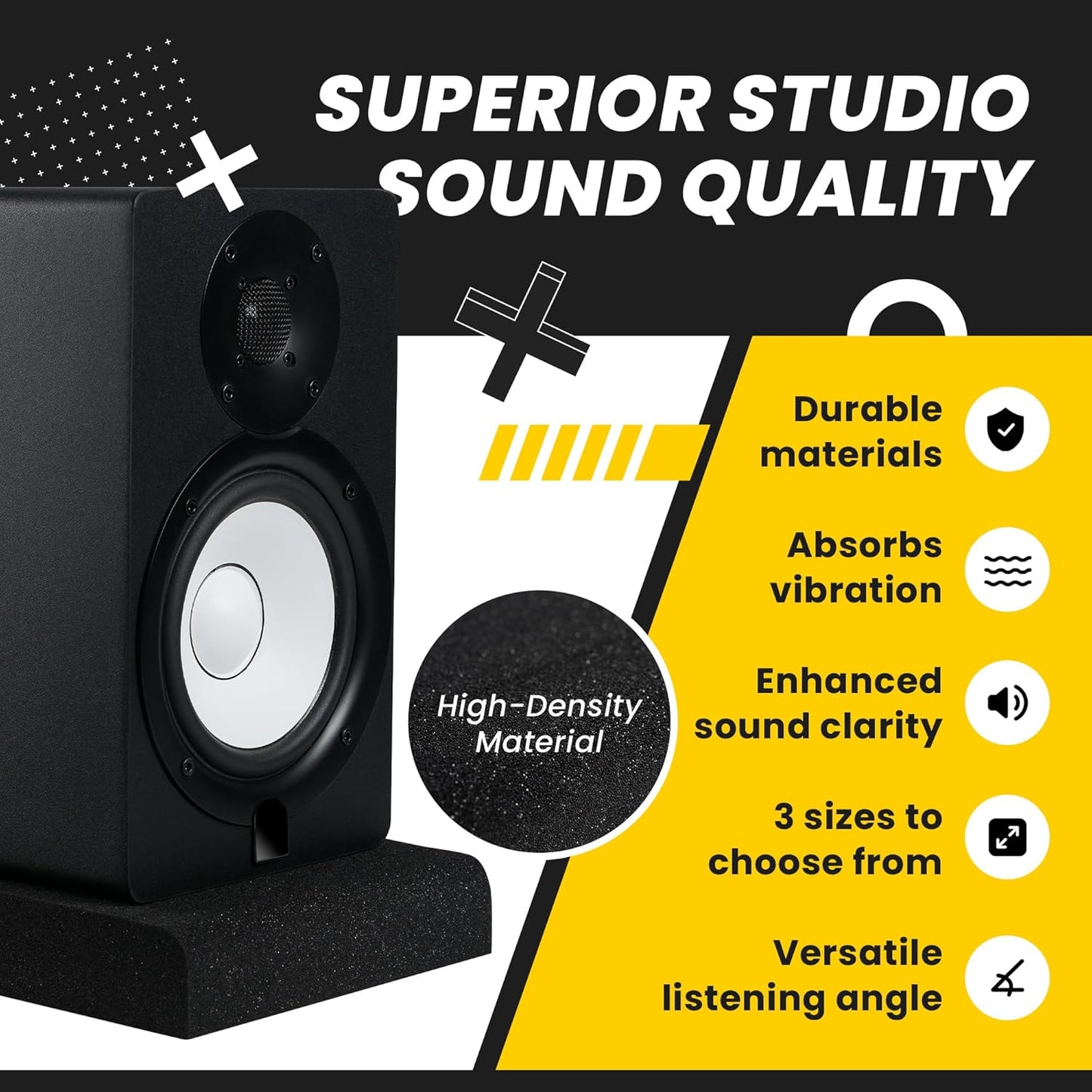 Sound Addicted - Studio Monitor Isolation Pads for 5 Inch Monitors, Pair of Two High Density Acoustic Foam which Fits Most Speaker Stands | SMPad 5