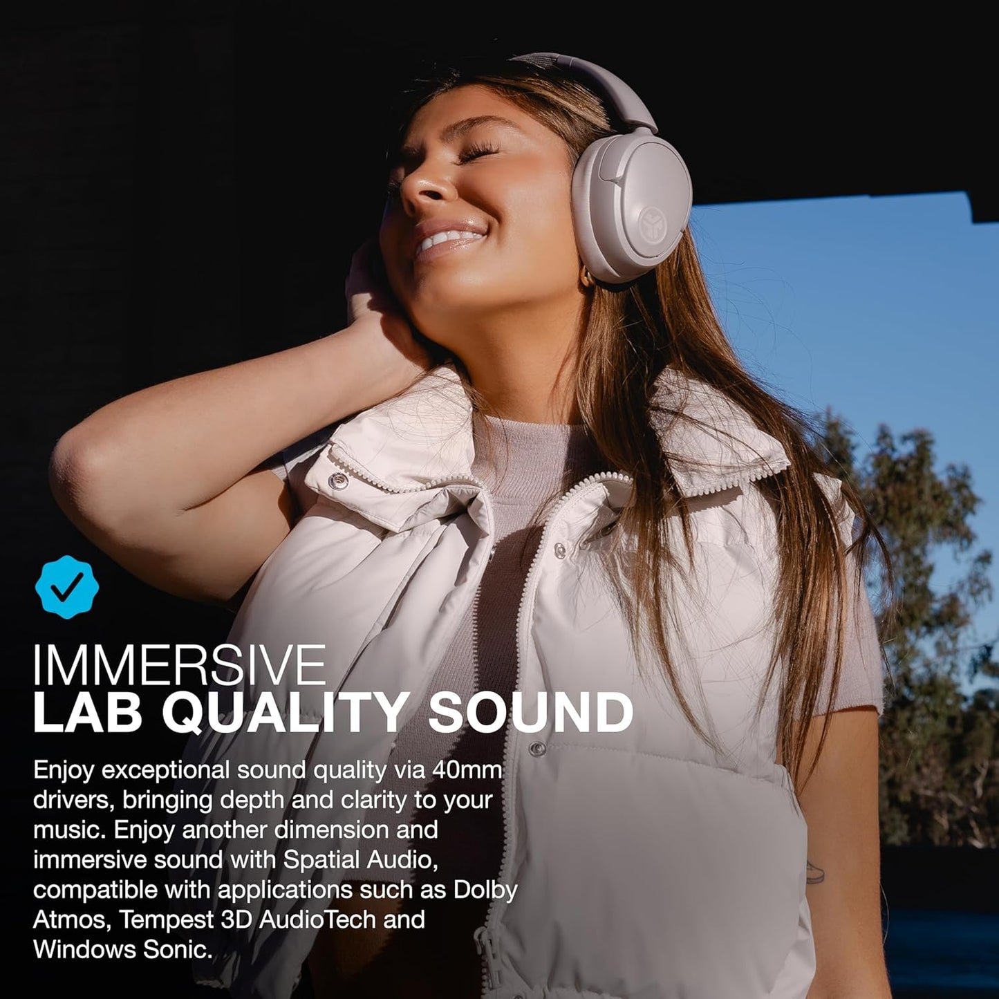 JLab JBuds Lux ANC Wireless Headphones, Mauve, Hybrid Active Noise Cancelling, Customizable Sound, Spatial Audio Compatible, Premium Over-Ear Bluetooth Headset