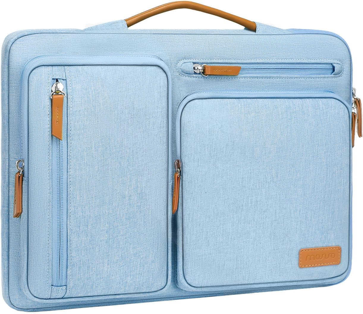 MOSISO 360 Protective Laptop Case 13.3 inch, 13-13.3 inch Laptop Sleeve Compatible with MacBook Air/Pro 13 / Pro 14,HP Dell Acer ASUS,Side Open Carrying Case with 4 Zipper Pockets&Handle, Air Blue
