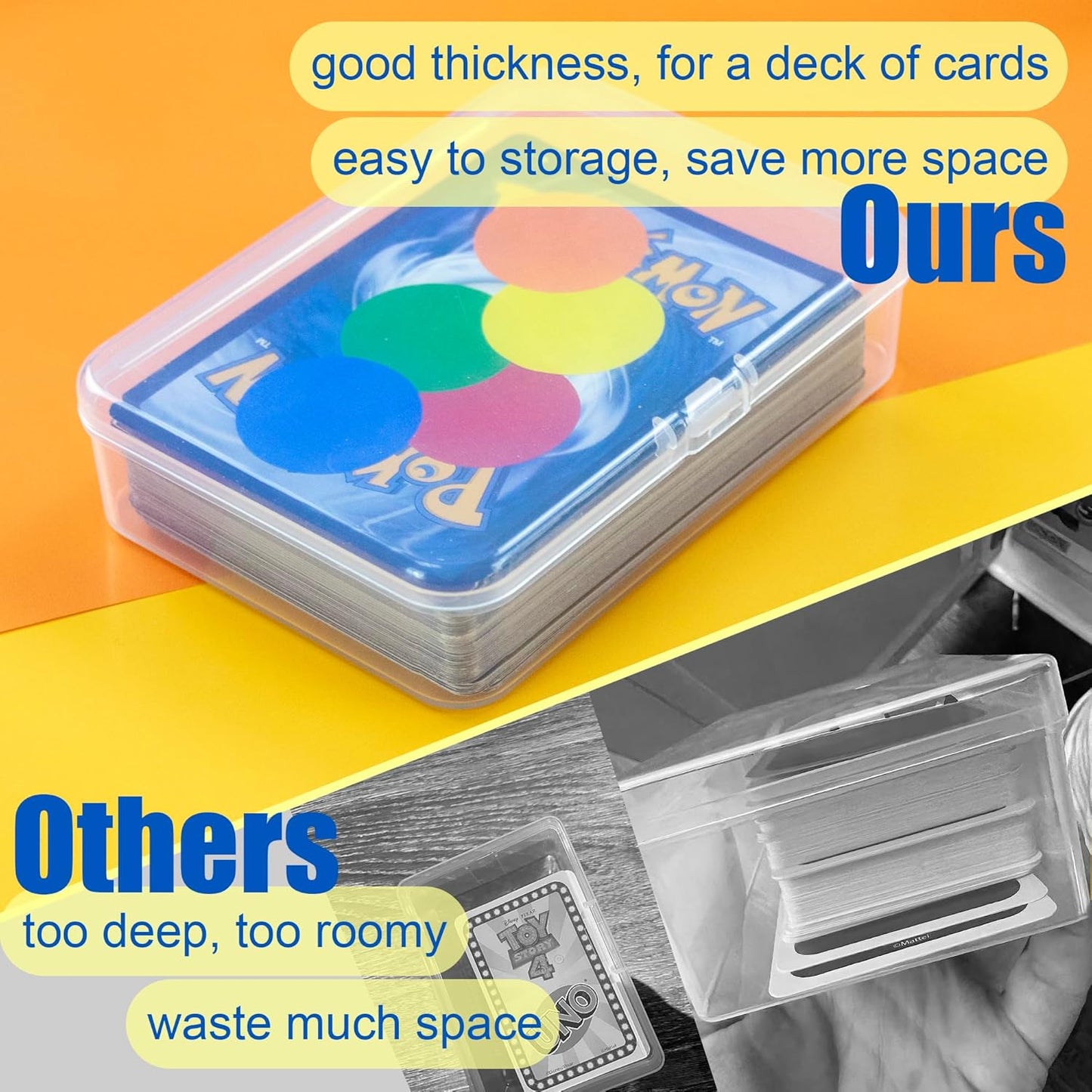 8 Pcs Playing Card Case, Small Clear Box, Plastic Deck Box, Card Deck Holder, Game Card Storage Organizer (8 pcs Standard) (No Cards)
